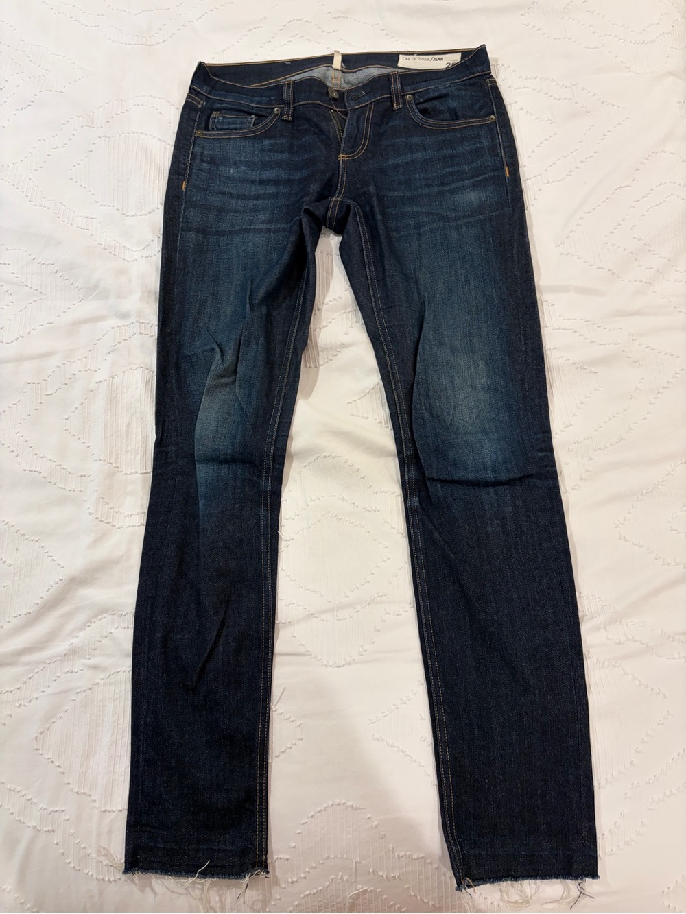 rag & bone Women's Dark Blue Straight Leg Jeans